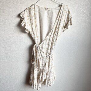 Billabong wrap mini dress pastel floral print size small